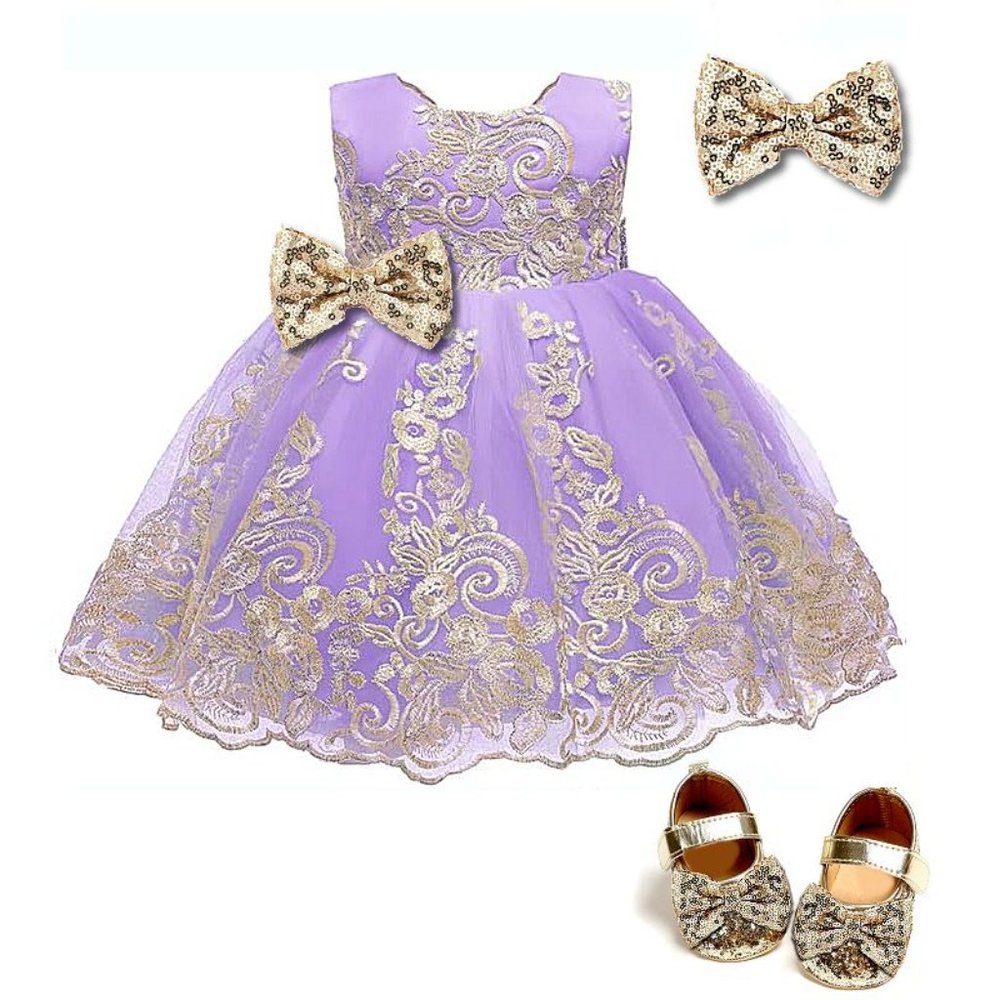 NWT Beautiful Sparkling Sequin Bow Baby Dress Christmas Flower Girl Page…